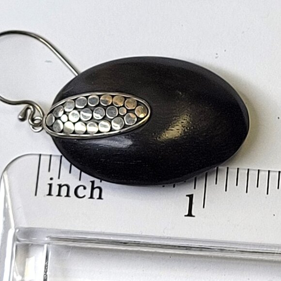 Teardrop Black Wood Inspired Earrings - Picture 5 of 9